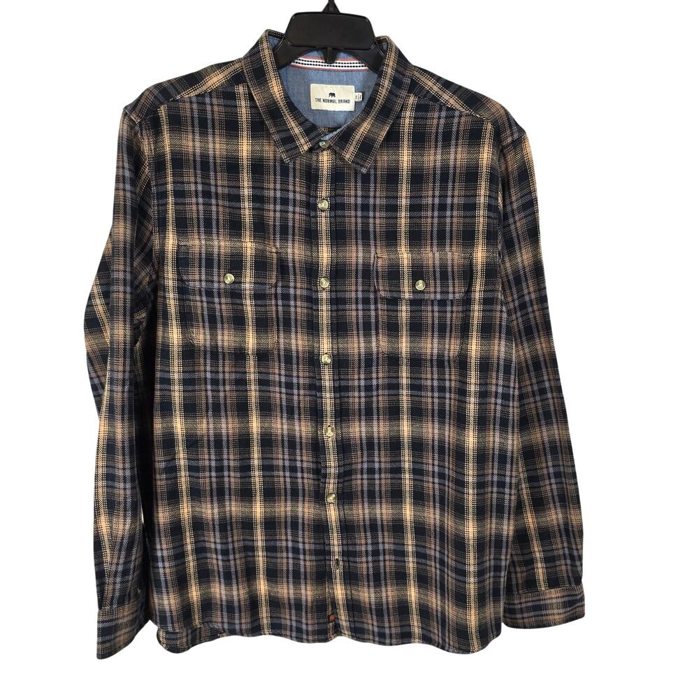 The Normal Brand Shirt Men's XXL Gray Orange Plaid Casual Normcore Grunge